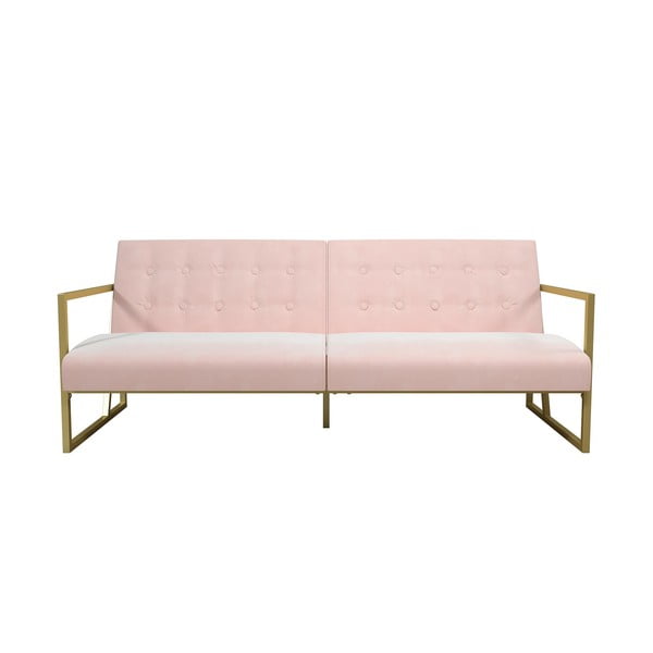Roza žametna raztegljiva kavč postelja CosmoLiving by Cosmopolitan Lexington