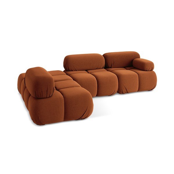 Oranžna žametna kotna sedežna garnitura (levi kot) Lokua – Makamii-image-4