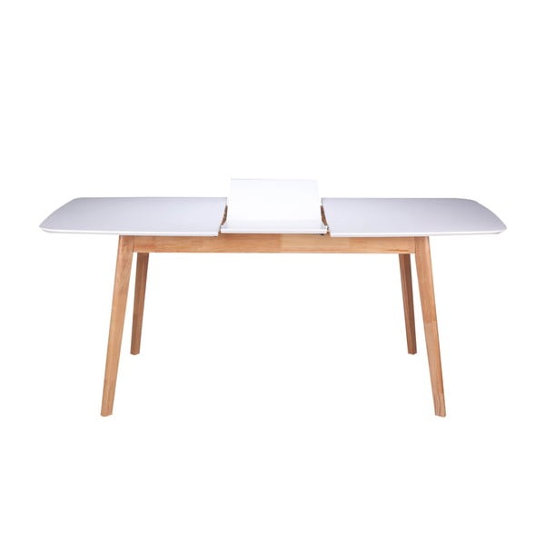 Bela raztegljiva jedilna miza z nogami iz kavčukovca sømcasa Enma, dolžina 120 cm-image-2