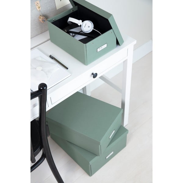 Zelenomodra kartonasta škatla za shranjevanje s pokrovom 34,5x45x18,5 cm Katrin Canvas Paper Laminate – Bigso-image-1