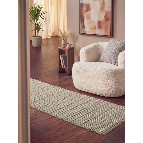 Kremno bel ročno tkan volnen tekač 80x250 cm Camden Parker – Ted Baker-image-1