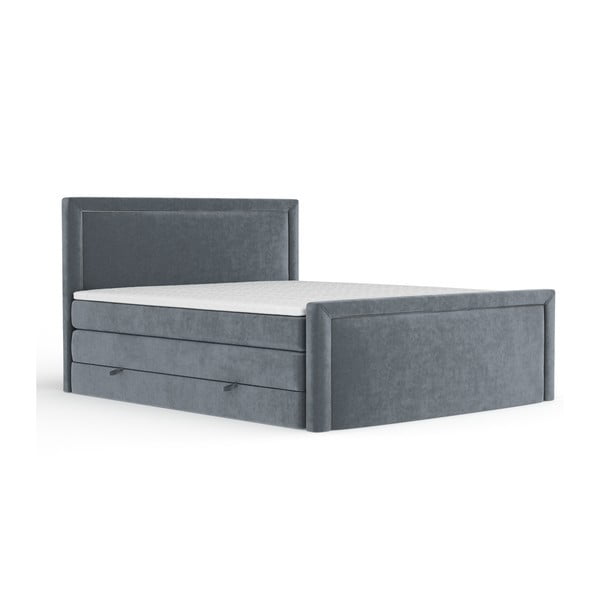Temno siva boxspring postelja s prostorom za shranjevanje 200x200 cm Lavenda – Maison de Rêve