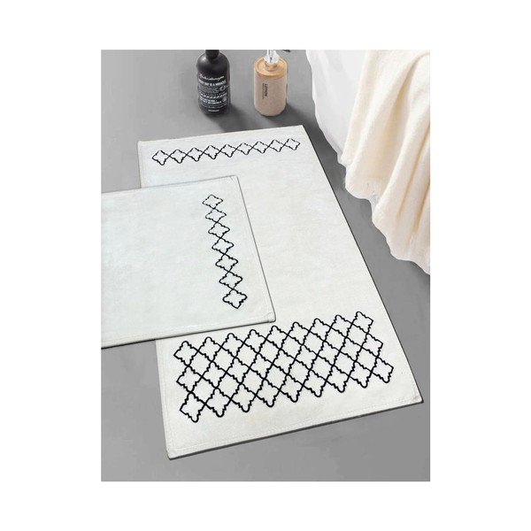 Kremno bele kopalniške preproge v kompletu 2 ks 60x100 cm Luxury – Foutastic-image-1