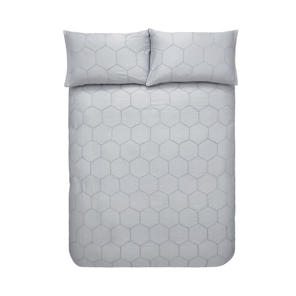 Siva bombažna posteljnina Bianca Honeycomb, 200 x 200 cm