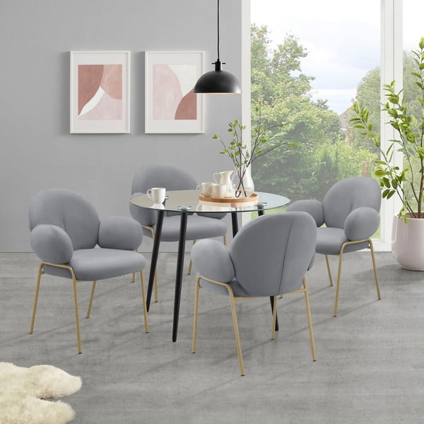 Sivi oblazinjeni jedilni stoli v kompletu z nasloni za roke 2 ks Iwama – Støraa-image-1