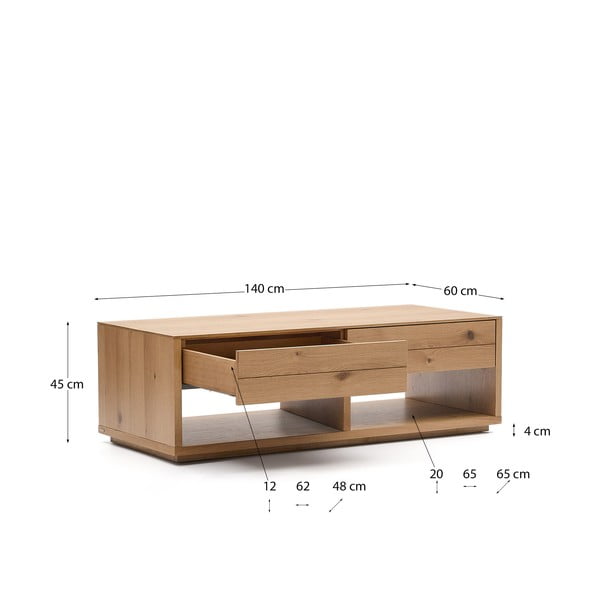 Mizica v hrastovem dekorju v naravni barvi 60x140 cm Alguema – Kave Home-image-4