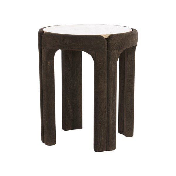 Okrogla stranska mizica s kamnito mizno ploščo ø 45 cm Ali – Light & Living