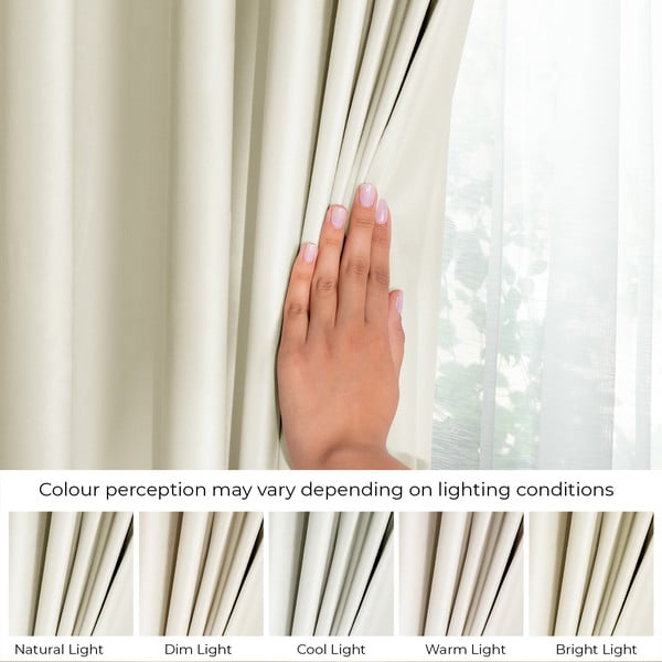 Kremno bela žametna zavesa za delno zatemnitev 140x270 cm Eyelets – Restilo-image-4