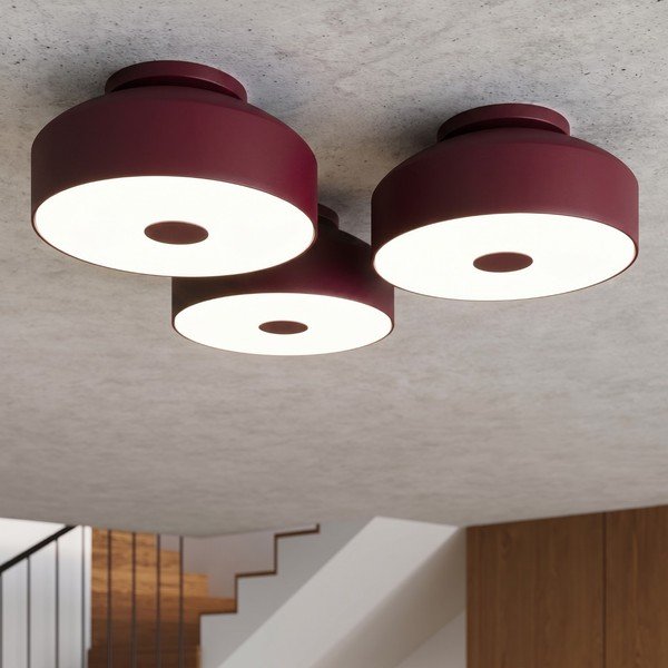 Bordo rdeča jeklena stropna svetilka ø 30 cm Omiq – Sollux-image-3