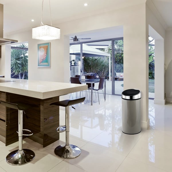 Sivorjav jeklen koš za smeti na dotik 30 l – MSV-image-1