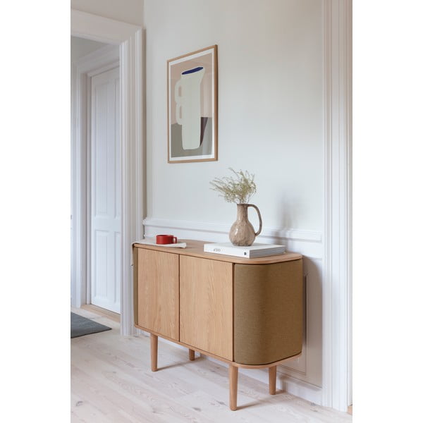 Črna/rjava nizka komoda v hrastovem dekorju 109x75 cm Treasures – UMAGE-image-4