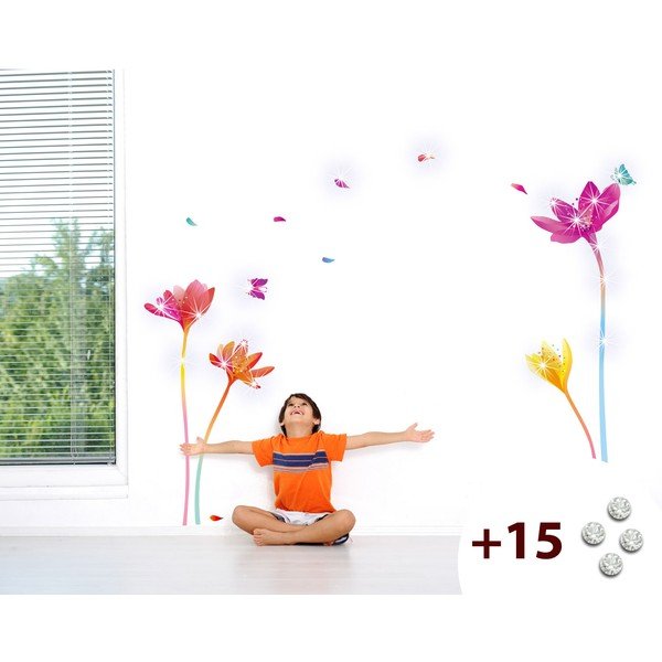 Komplet nalepk in 15 kristalov Swarovski Ambiance Rainbow Flowers-image-2