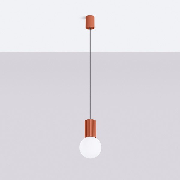 Oranžna viseča svetilka s steklenim senčilom ø 12 cm Orbital – Sollux-image-4