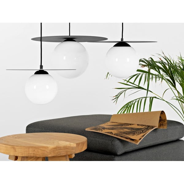 Črna viseča svetilka s steklenim senčilom ø 40 cm Skiva Ball – CustomForm-image-1