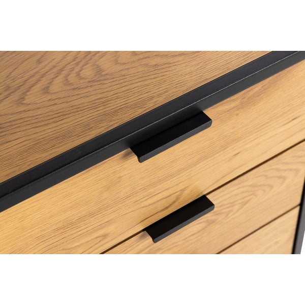 Črna knjižna omara v hrastovem dekorju 85x141 cm Swindon - Actona-image-1