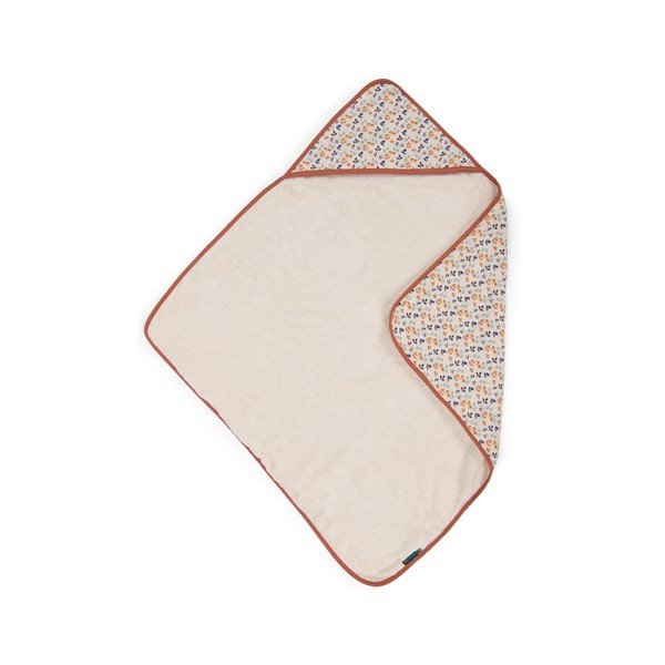 Krem bombažna otroška brisača s kapuco 80x80 cm Pomme des Bois - Moulin Roty-image-1