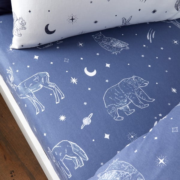 Napenjalna flanelna otroška rjuha 90x190 cm Starlight Animals – Bianca-image-1