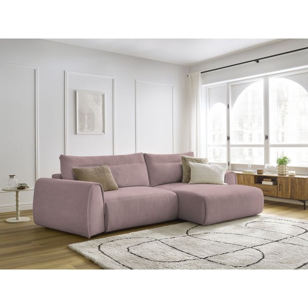 Svetlo rožnata kotna sedežna garnitura Aden – Bobochic Paris-image-1