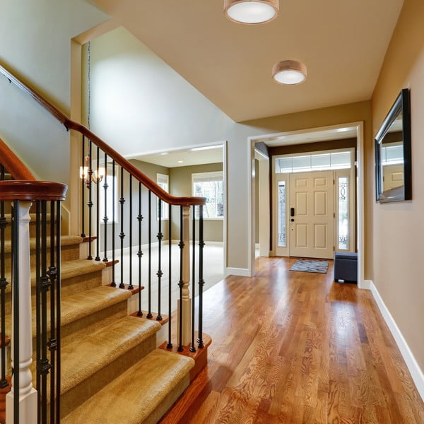 Rjava stropna svetilka s steklenim senčnikom ø 27 cm Eveline – LAMKUR-image-1