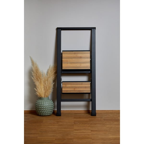 Črna aluminijasta nedrseča zložljiva lestev Wenko Stepladder II.-image-3