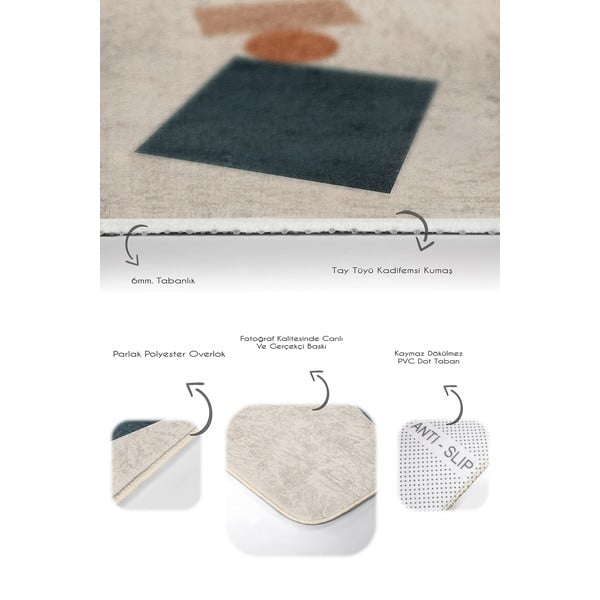 Bež žametne kopalniške preproge v kompletu 2 ks 60x100 cm Geometry Shapes – Mila Home-image-3