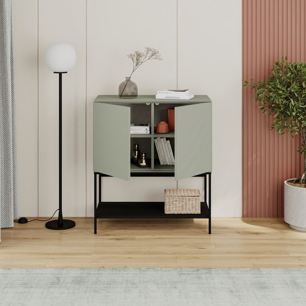 Zelena/črna omarica 80x90x40 cm Amira – Marckeric-image-2