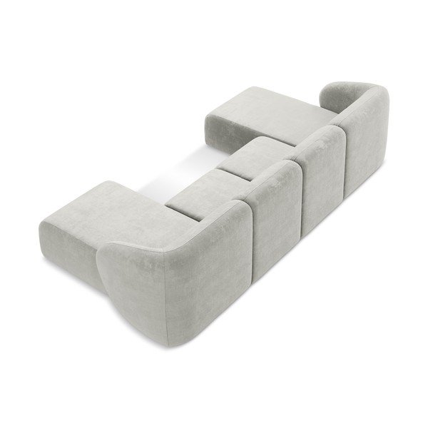 Svetlo siva kotna sedežna garnitura iz šenilje (v obliki črke "U") Lani – Makamii-image-3