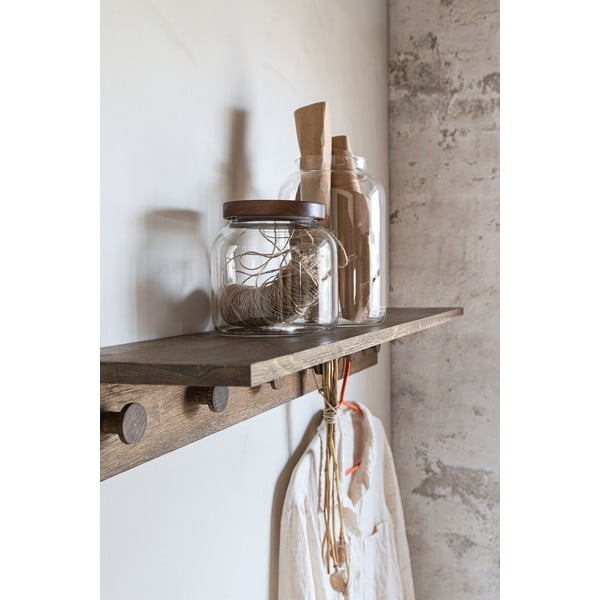 Rjav stenski obešalnik iz masivnega hrasta s polico 90 cm Showcase – Mette Ditmer Denmark-image-2
