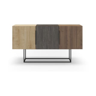 Rjava/naravna nizka komoda v hrastovem dekorju 150x80 cm Titan – Marckeric