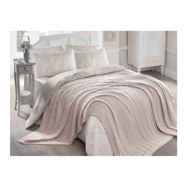 Pudrasto rožnato pregrinjalo za posteljo Hannola, 220 x 240 cm