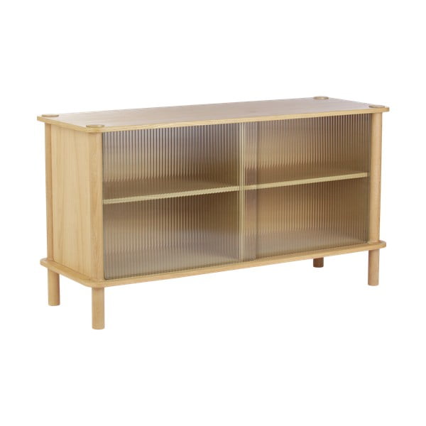 Vitrina iz masivnega hrasta z drsnimi vrati v naravni barvi 135x73,5x48 cm Italic – UMAGE-image-1