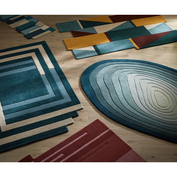 Modra volnena preproga 160x230 cm Puddle Ombre Wool – Flair Rugs-image-4