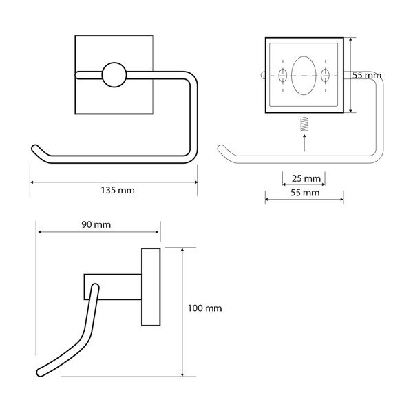 Srebrno medeninasto držalo za toaletni papir Sapho X-Square-image-1