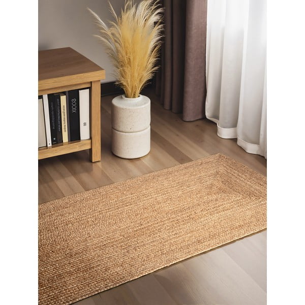 Obojestranski ročno tkan tekač iz jute v naravni barvi 80x200 cm Sharmila Natural Brown – Hanse Home-image-1