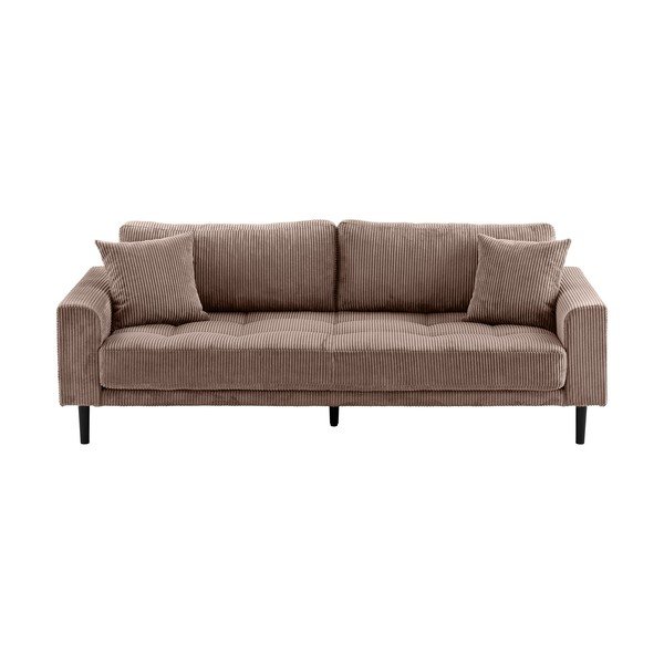 Rjava sedežna garnitura iz rebrastega žameta 210 cm Lido – House Nordic