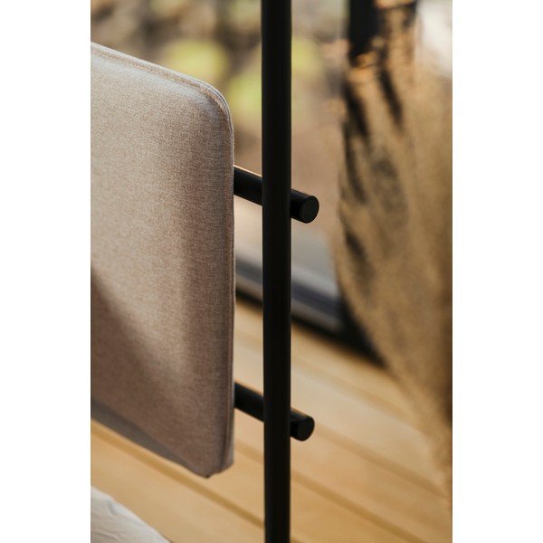 Črna/bež jeklena oblazinjena zakonska postelja z ogrodjem za baldahin z letvenim dnom 200x200 cm Eton – noo.ma-image-3