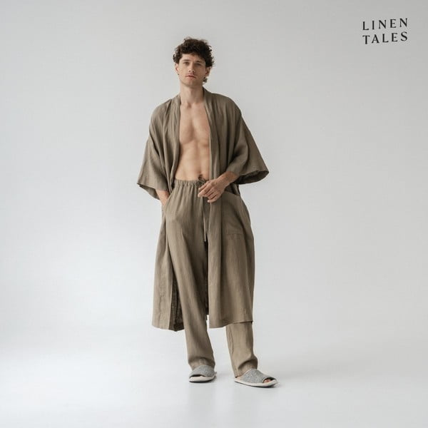 Kaki zelen lanen kopalni plašč velikosti L/XL Summer – Linen Tales-image-2
