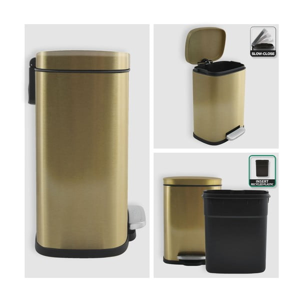 Jeklen koš za smeti v mat zlati barvi s pedalom 5 l Akira – Spirella-image-4
