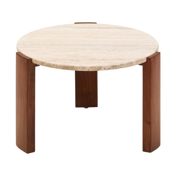 Rjava/v svetli naravni barvi okrogla klubska mizica z marmorno mizno ploščo ø 60 cm Palermo – Premier Housewares
