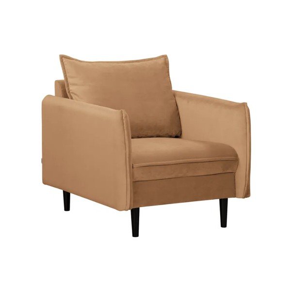 Rjav žameten fotelj Juli – Ropez