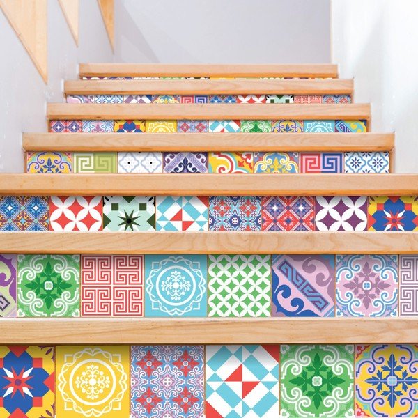 Komplet 60 stenskih nalepk Ambiance Vintage Artistic Tiles, 10 x 10 cm-image-3
