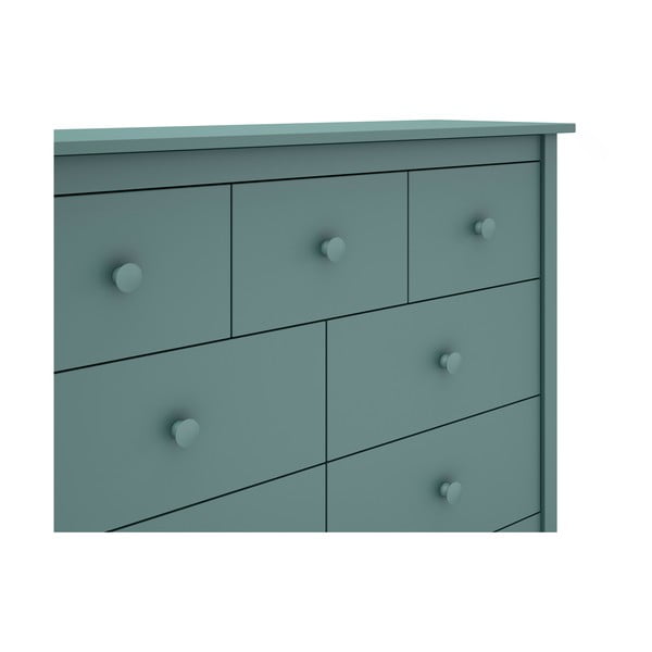 Modrozelena nizka otroška komoda iz masivnega bora 110x80 cm Max – Marckeric-image-1