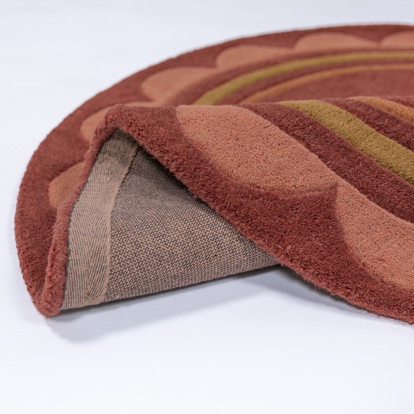 Bordo rdeča ročno tkana volnena okrogla preproga ø 120 cm Lois – Flair Rugs-image-3