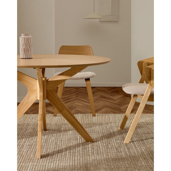 Okrogla jedilna miza z mizno ploščo v hrastovem dekorju ø 120 cm Naanim – Kave Home-image-1