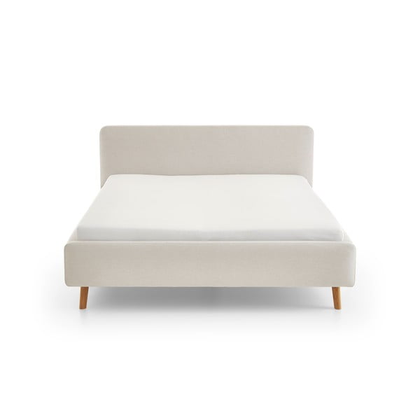 Kremno bela oblazinjena zakonska postelja brez letvenega dna 180x200 cm Mattis – Meise Möbel-image-3