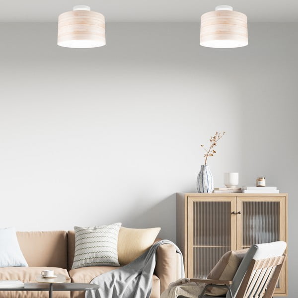 Svetlo rjava stropna svetilka s tekstilnim senčnikom ø 35 cm Print – LAMKUR-image-1