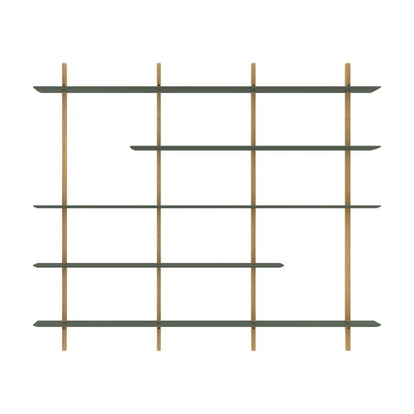 Zelen sistem modularnih polic v hrastovem dekorju 224x190 cm Bridge – Tenzo