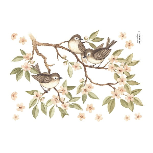 Nalepke 30x42 cm Branch And Sparrows – Lilipinso