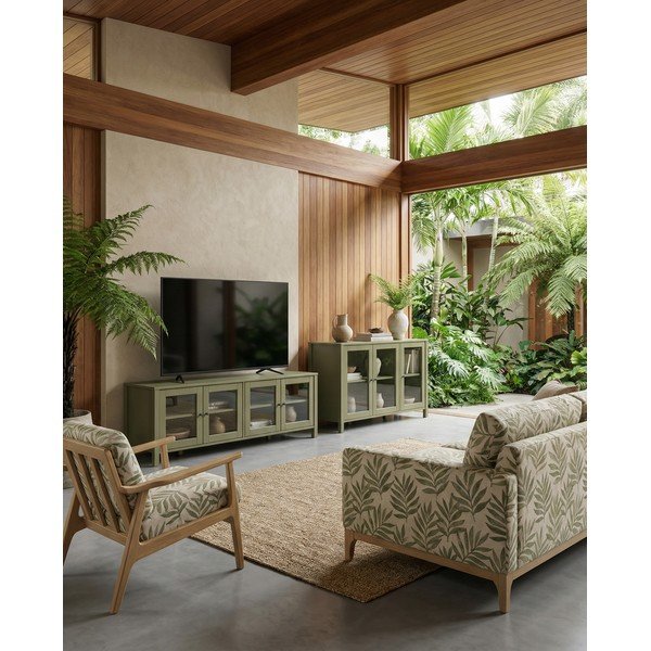 Zelena vitrina iz masivnega bora 142x80x40 cm Alessandra – Marckeric-image-1