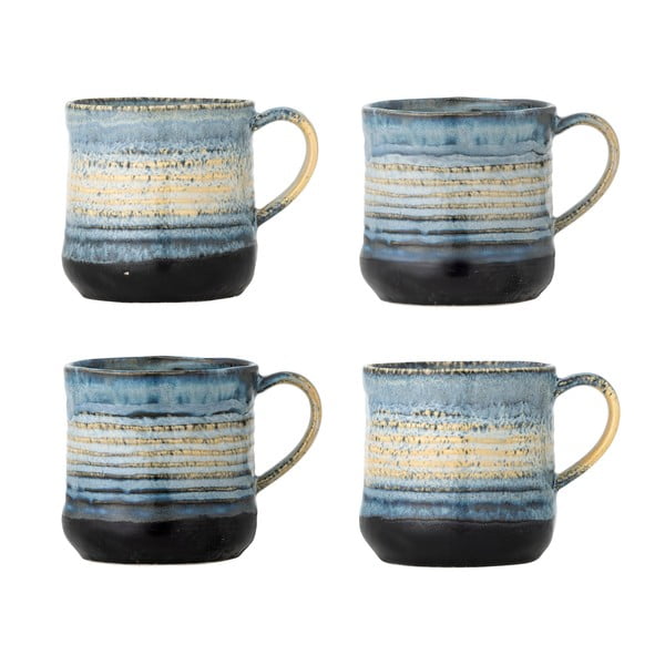 Modre skodelice v kompletu 4 ks iz kamenine 380 ml Deana – Bloomingville